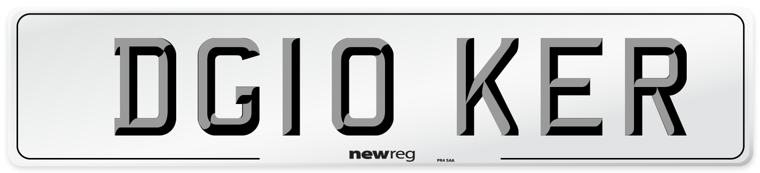 DG10 KER Number Plate from New Reg